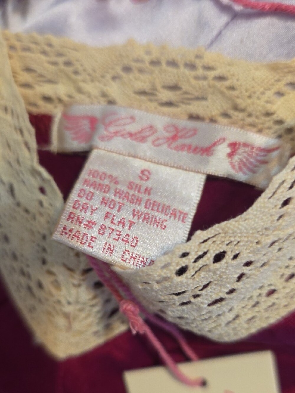 Silk-Feel Merlot Lace Trim Camisole - Picture 6 of 6